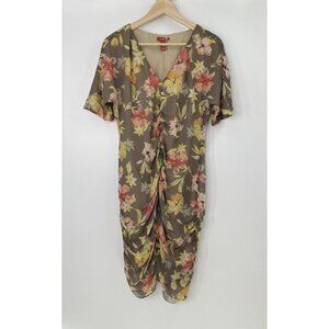 SUNDANCE Women’s Silk Floral Gathered V-Neck‎ Side Zip Dress Size 8 Spring
